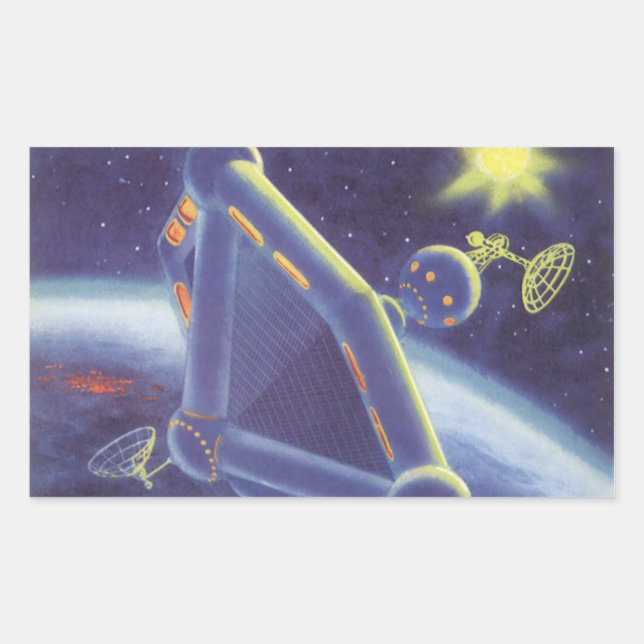 Adesivo Retangular Estação Espacial Orbitando Ficção Científica Vinta (Frente)