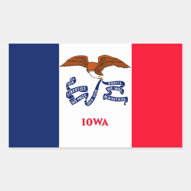 Adesivo Retangular Estado de Iowa Flag Design (Frente)