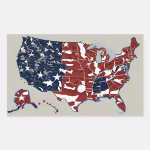 Adesivo Retangular estados unidos de azul branco vermelho