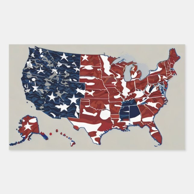 Adesivo Retangular estados unidos de azul branco vermelho (Frente)