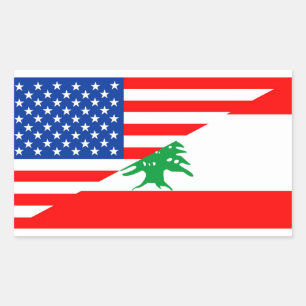 Adesivo Retangular estados unidos estado américa lebanon half flag