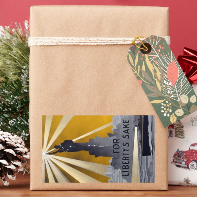 Adesivo Retangular Estátua da Liberdade Tocha & Marinha dos EUA Segun (Feriado)