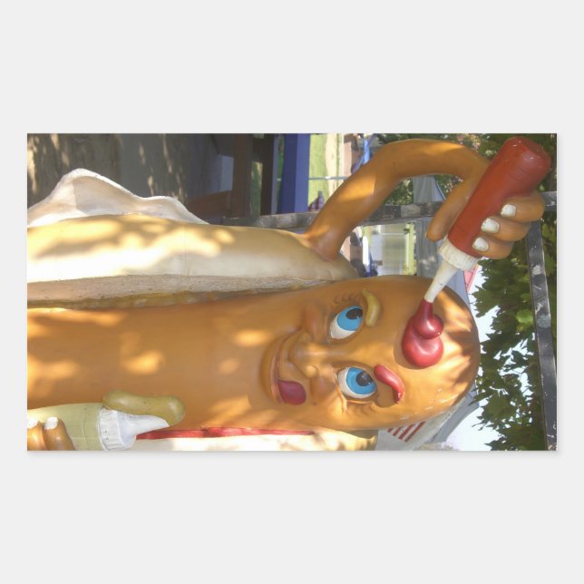 Adesivo Retangular Estátua do Homem de Cachorro Quente (Frente)