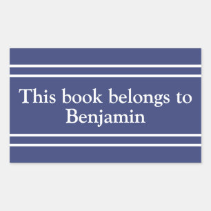 Adesivo Retangular Este Livro Pertence a Blue and White Bookplate