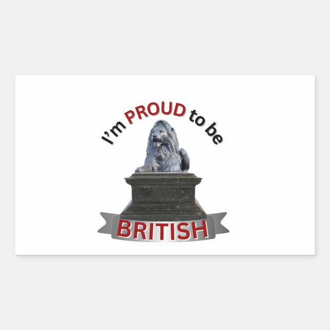 Adesivo Retangular Estou Orgulhoso de ser britânico (Frente)
