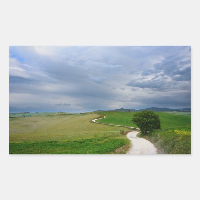 Adesivo Retangular Estrada curva para um retângulo com autocolante de (Frente)