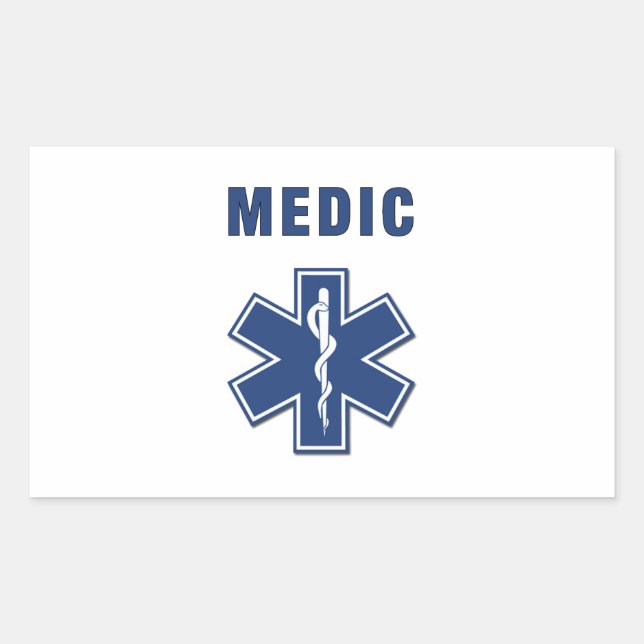 Adesivo Retangular Estrela do paramédico do EMS da vida (Frente)