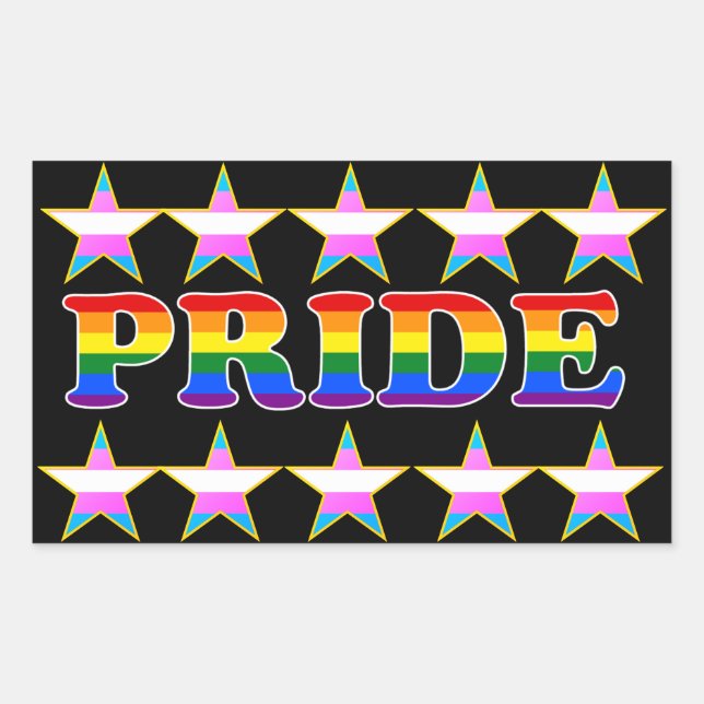 Adesivo Retangular Estrelas do Orgulho Trans PRIDE (Frente)