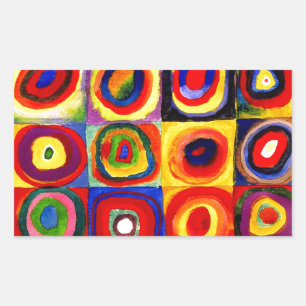 Adesivo Retangular Estudo de cor de Kandinsky Quadrados Círculos Arte