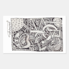 Adesivo Retangular Esvaziado, Desenho De Tinta