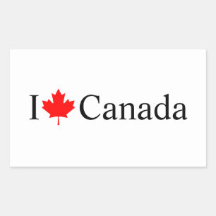 Adesivo Retangular Eu adoro a tipografia canadiana com folha vermelha