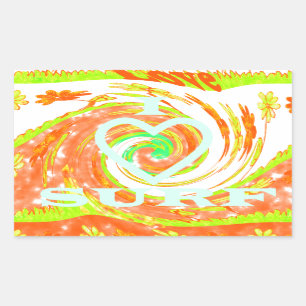 Adesivo Retangular Eu adoro Surf: Belo Floral com Legal Arte de Texto