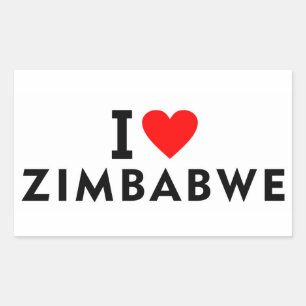 Adesivo Retangular Eu adoro zimbabwe como turismo de viagem cardíaca