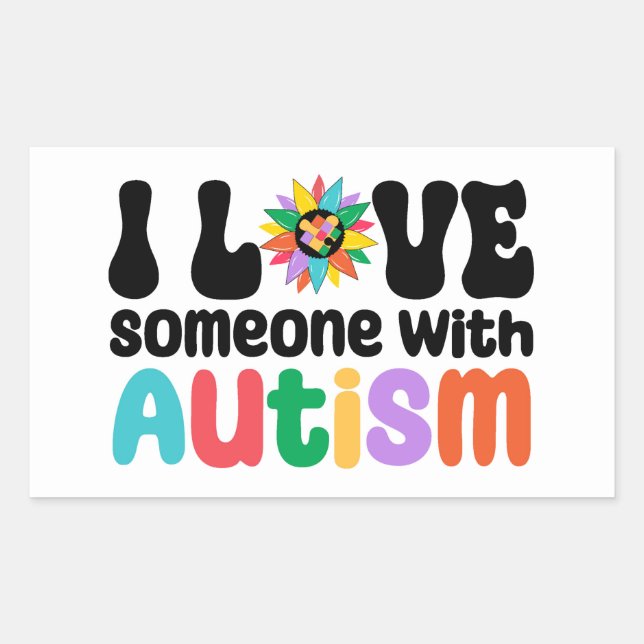 Adesivo Retangular Eu Amo Alguém Com Autismo (Frente)