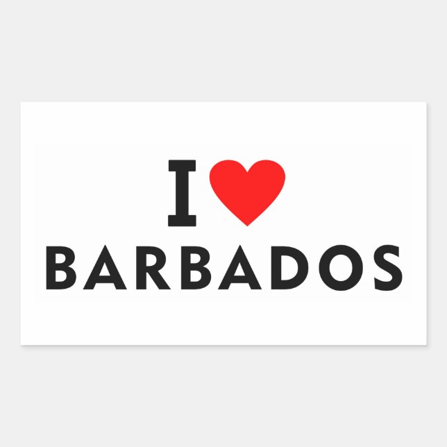 Adesivo Retangular Eu amo Barbados (Frente)