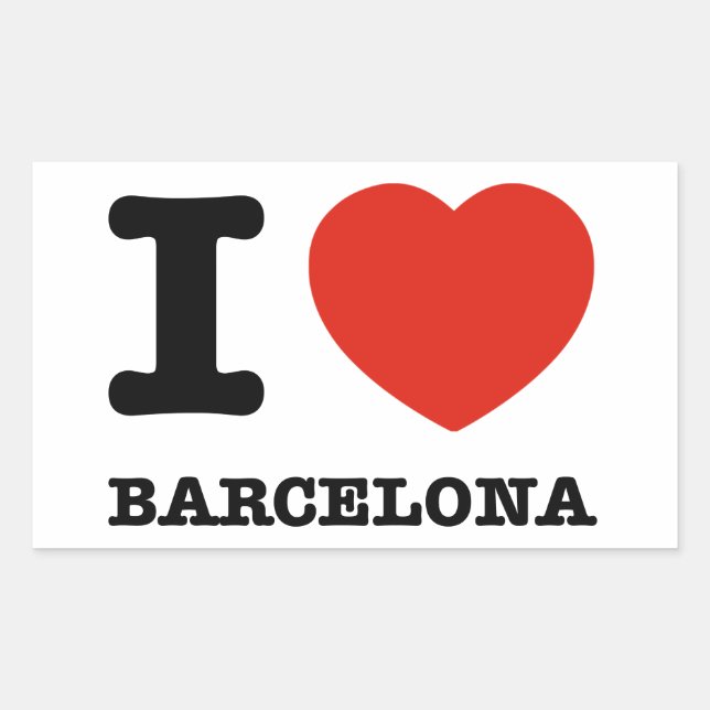 Adesivo Retangular Eu amo Barcelona (Frente)