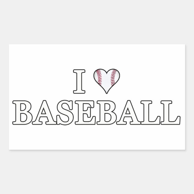 Adesivo Retangular Eu Amo Baseball (Frente)