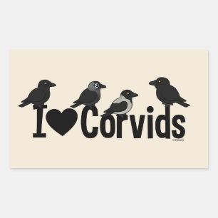 Adesivo Retangular Eu Amo Corvids
