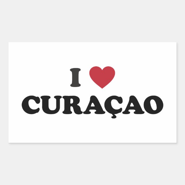 Adesivo Retangular Eu amo Curaçao (Frente)