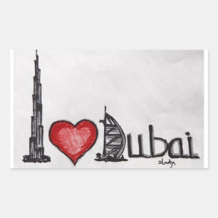 Adesivo Retangular Eu amo Dubai