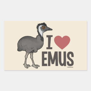 Adesivo Retangular Eu Amo Emus
