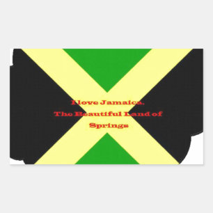 Adesivo Retangular Eu Amo Jamaica Texto na Impressão de Arte da Bande