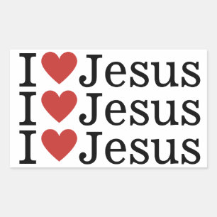 Adesivo Retangular Eu ❤️ Amo Jesus PERSONALIZÁVEL