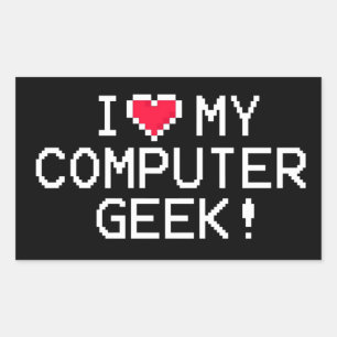 Adesivo Retangular Eu amo meu geek do computador