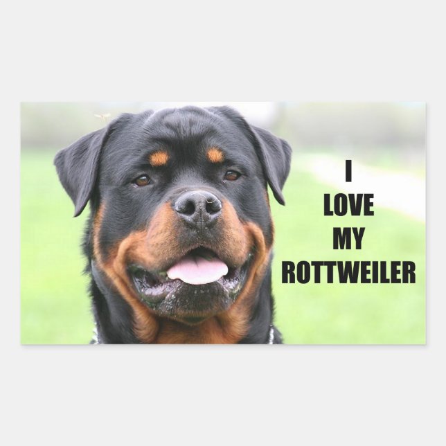 Adesivo Retangular Eu Amo Meu Rottweiler (Frente)
