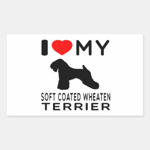 Adesivo Retangular Eu amo meu Terrier Wheaten revestido macio