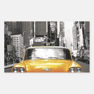 Adesivo Retangular Eu amo NYC - táxi de New York