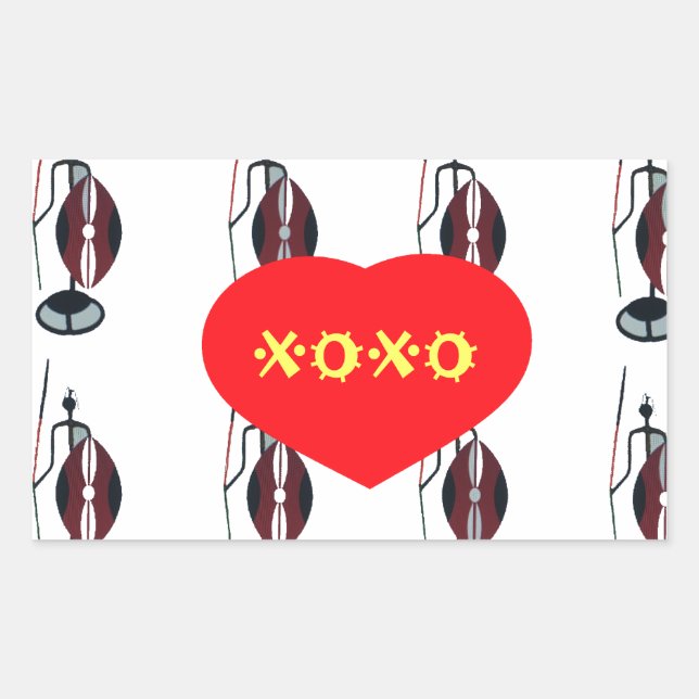 Adesivo Retangular Eu amo o Kenya Maasai Art Impressão (Frente)