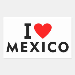 Adesivo Retangular Eu amo o México como turismo de viagem cardíaca