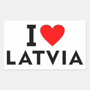 Adesivo Retangular Eu amo o país da Letónia como turismo de viagem ca