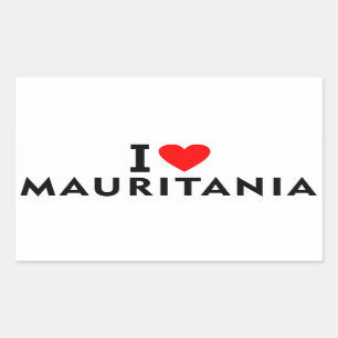 Adesivo Retangular Eu amo o país da Mauritânia como o coração viagem