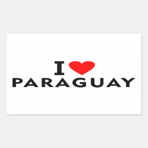 Adesivo Retangular Eu amo o país do Paraguai como turismo de viagem c