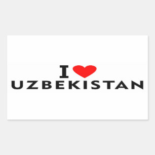 Adesivo Retangular Eu amo o país do Uzbequistão como o coração viagem