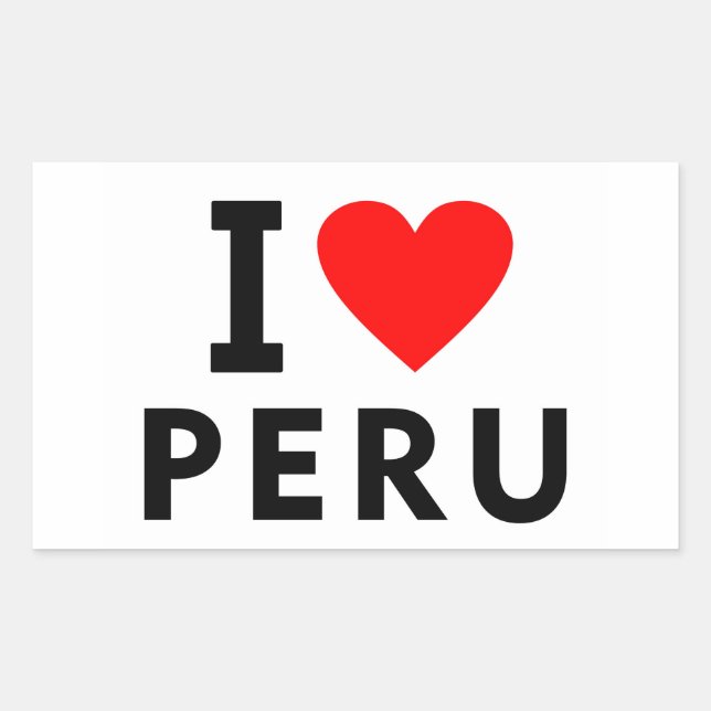 Adesivo Retangular Eu amo o Peru como turismo de viagem cardíaca (Frente)