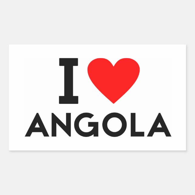 Adesivo Retangular Eu amo o texto do símbolo cardíaco da nação angola (Frente)