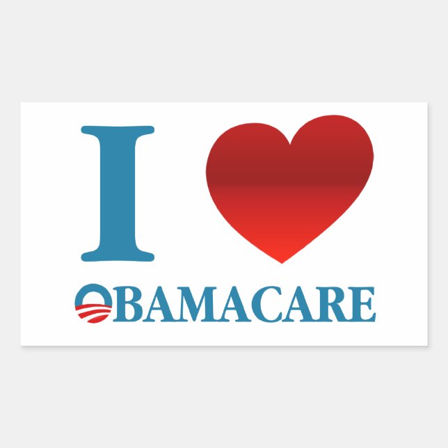 Adesivo Retangular Eu amo Obamacare (Frente)