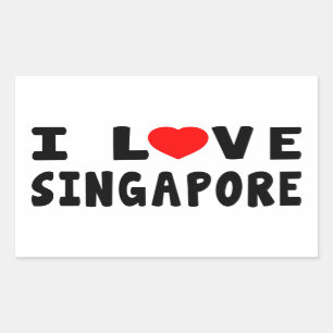 Adesivo Retangular Eu amo Singapore