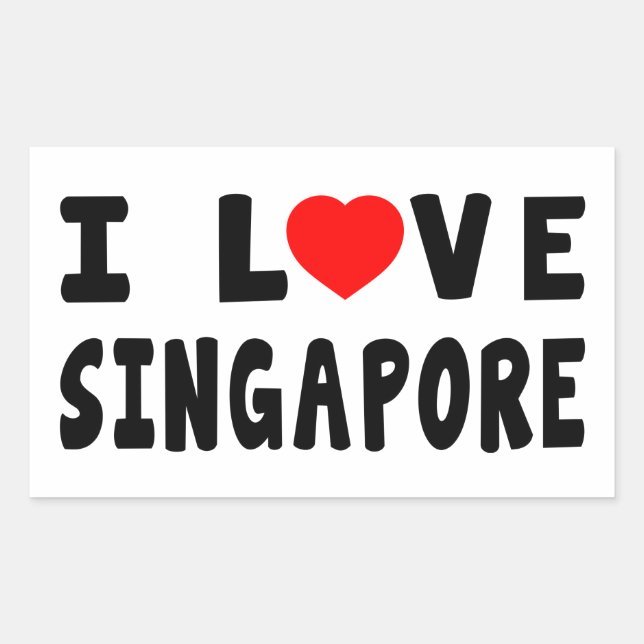 Adesivo Retangular Eu amo Singapura (Frente)