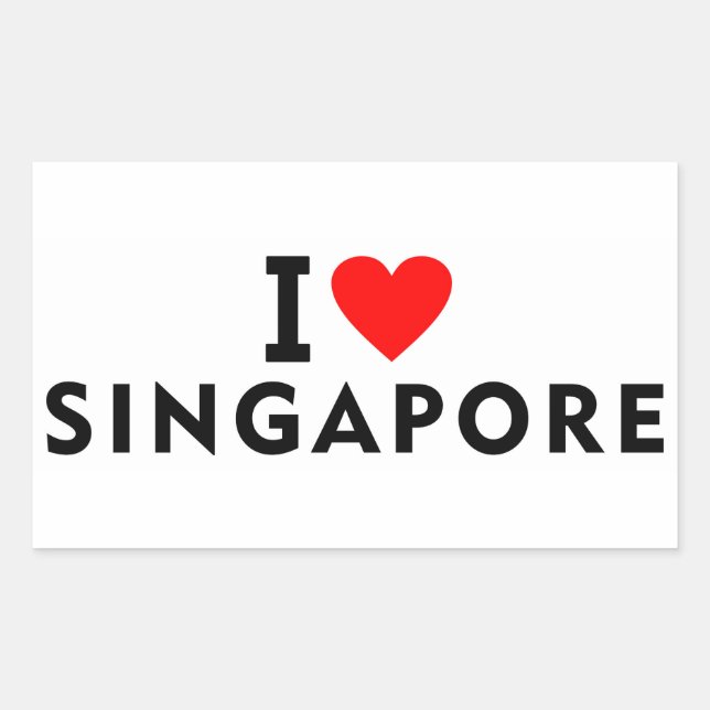 Adesivo Retangular Eu amo Singapura como turismo de viagem cardíaco (Frente)