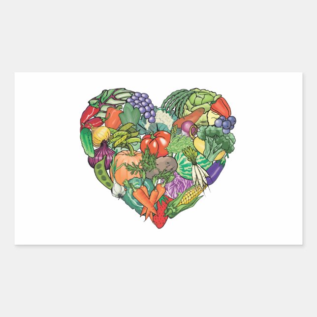 Adesivo Retangular Eu Amo Veggies (Frente)