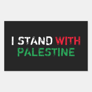 Adesivo Retangular Eu apoio a tipografia verde-branca da Palestina