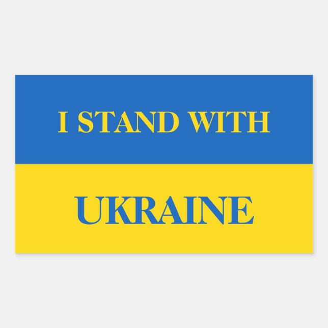 Adesivo Retangular Eu estou com a Ucrânia. Bandeira da Ucrânia. (Frente)