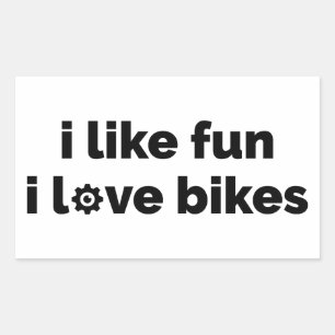 Adesivo Retangular Eu Gosto de Diversão Eu Amo Bicicletas