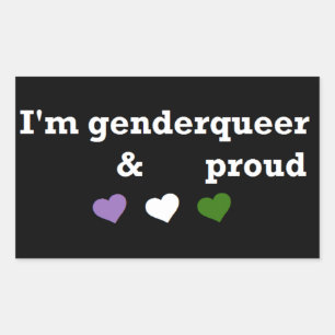 Adesivo Retangular Eu sou genderqueer & orgulhoso