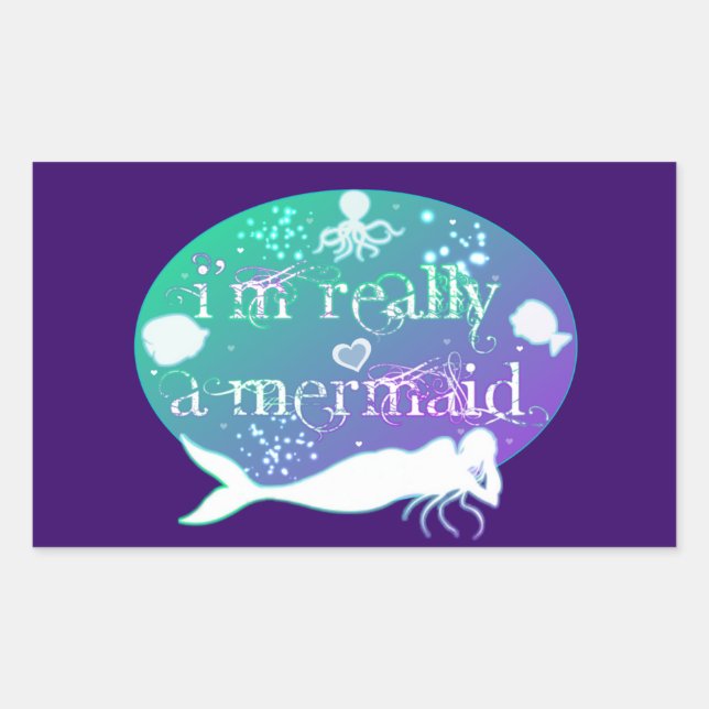 Adesivo Retangular Eu sou realmente uma sereia (Frente)
