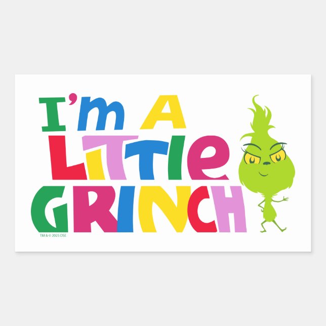 Adesivo Retangular Eu sou um pequeno Grinch gráfico colorido (Frente)